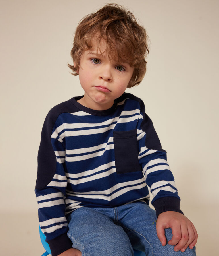 Kinder-Sweatshirt aus fester Baumwolle f&uuml;r Jungen blau/beige