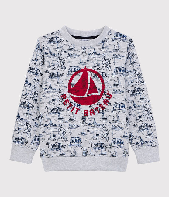 Kinder-Sweatshirt aus Molton für Jungen grau POUSSIERE/weiss MULTICO