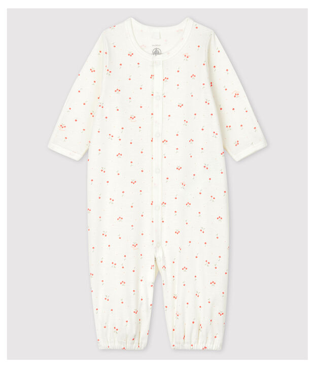 Baby-Kombi-Overall aus Bio-Baumwolle mit Kirschen-Motiv weiss/vielfarbig