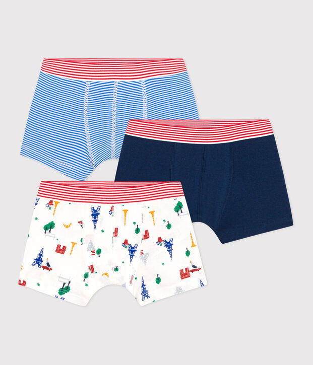 3er-Set Kinder-Boxershorts aus Baumwolle mit Paris-Motiv vielfarbig