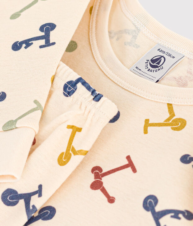 K&ouml;rpernaher Kinderpyjama aus Baumwolle mit Roller-Printmotiv naturfarben/vielfarbig