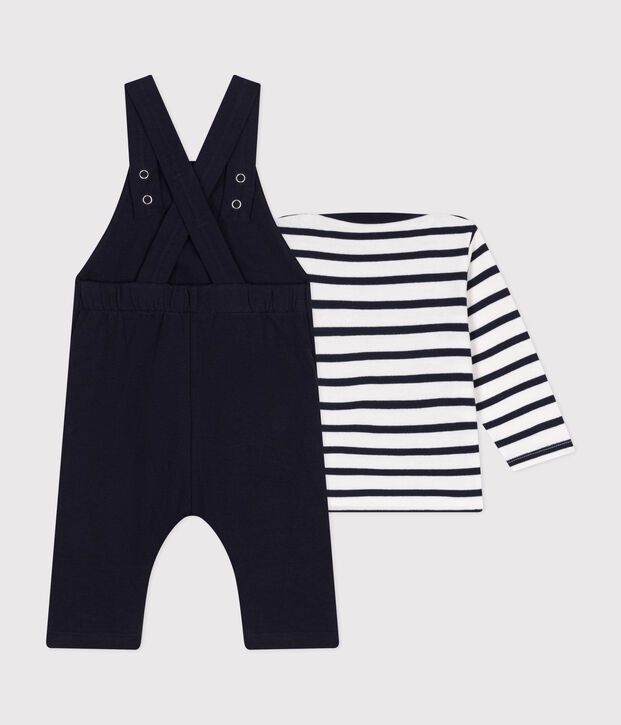 Baby-Latzhose und Streifenshirt aus dichtem Jersey vielfarbig