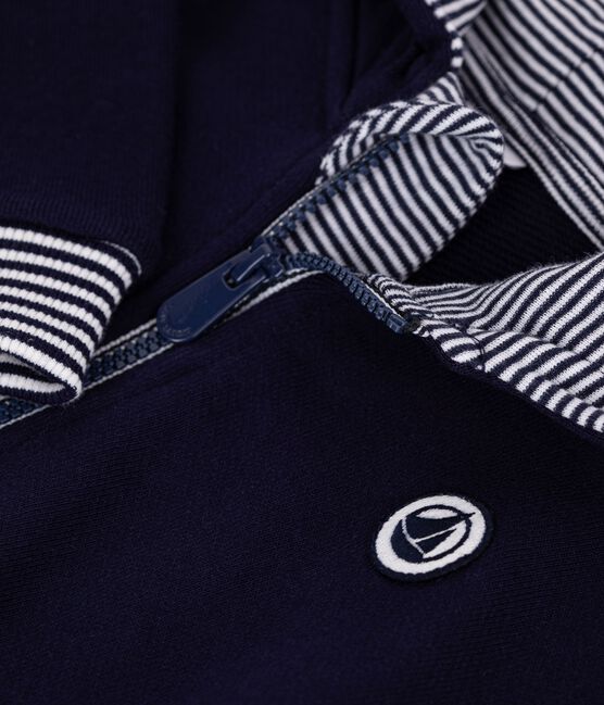 Baby-Kapuzensweatshirt aus Baumwolle mit Streifenverzierungen blau SOIR