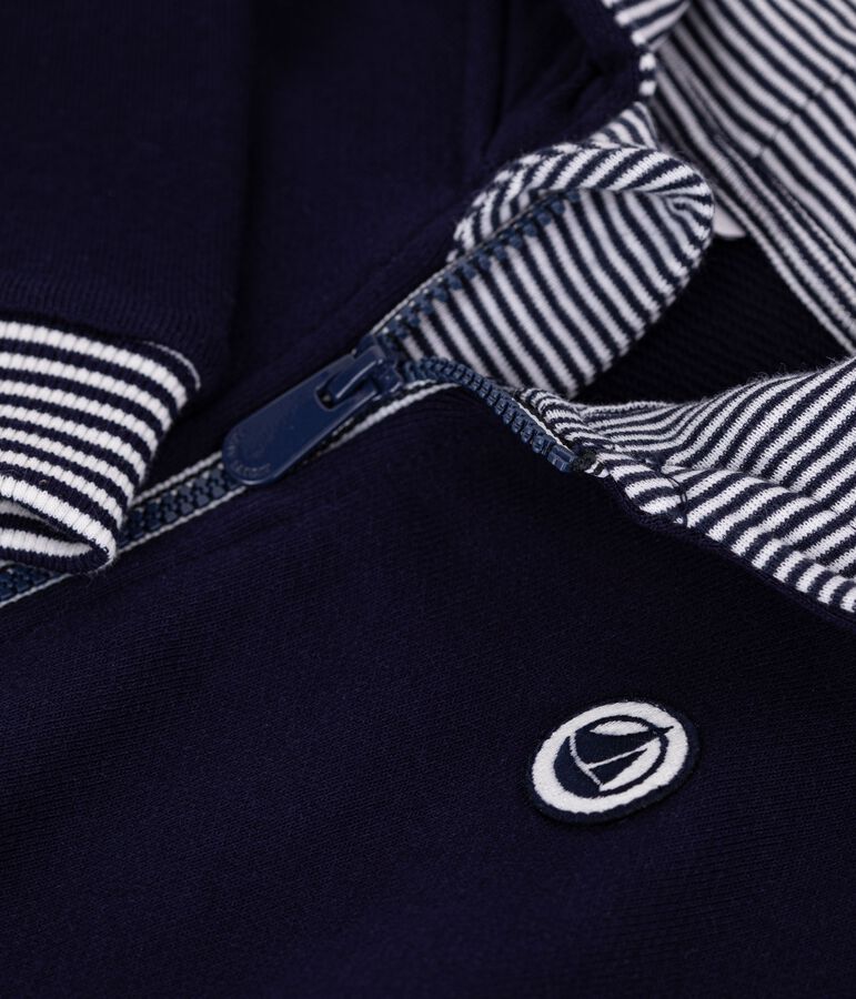 Baby-Kapuzensweatshirt aus Baumwolle mit Streifenverzierungen blau