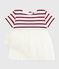 Kurzärmeliges Baby-Kleid aus zwei Stoffen rot MILK/ AMARANTE