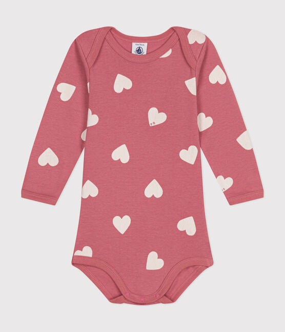 Langärmeliger Baby-Body aus Baumwolle rosa ROSEWOOD/ MARSHMALLOW