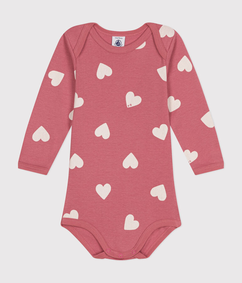 Lang&auml;rmeliger Baby-Body aus Baumwolle rosa/weiss