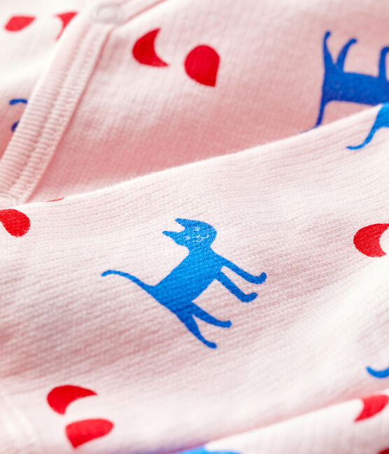 Hübsch gemusterter Baby-Strampler aus Molton rosa MINOIS/weiss MULTICO
