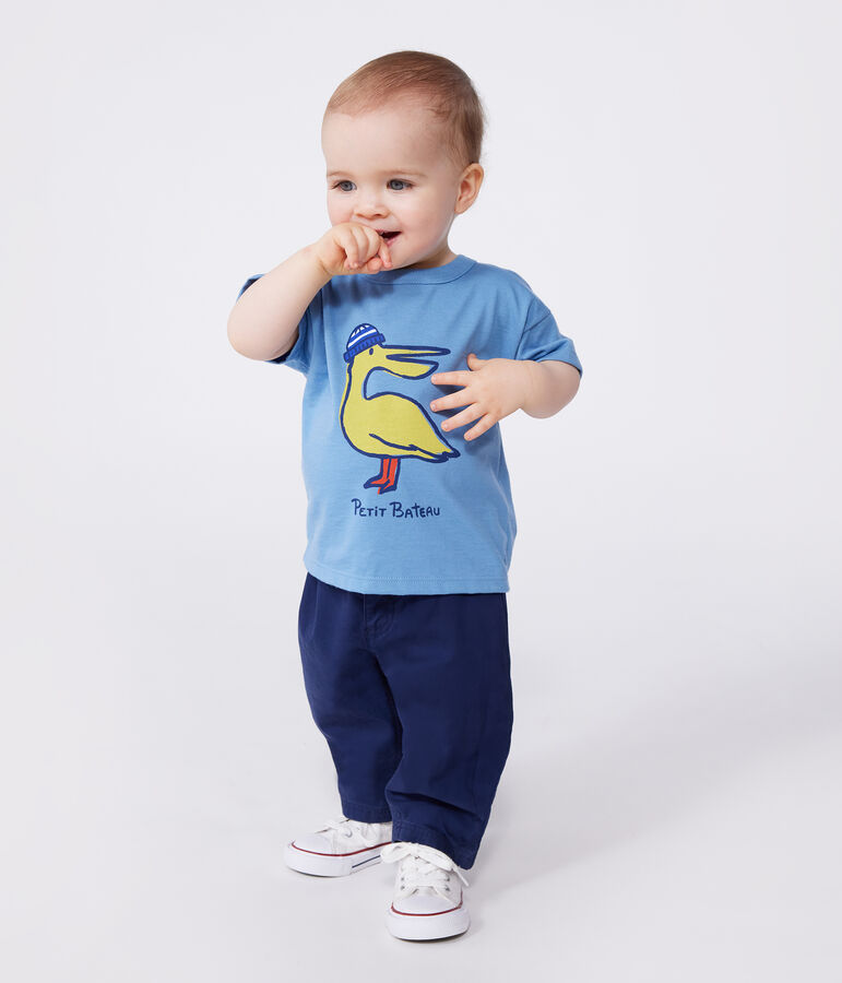 Kurz&auml;rmeliges Baby-T-Shirt aus einfarbiger Baumwolle blau