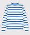 Marinepullover aus Baumwolle für Damen weiss MARSHMALLOW/blau DELFT