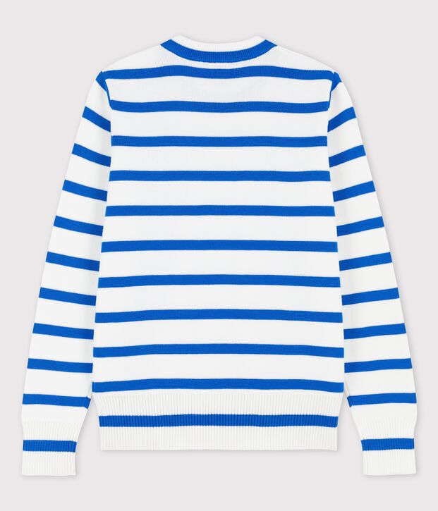 Marinepullover aus Baumwolle f&uuml;r Damen weiss/blau
