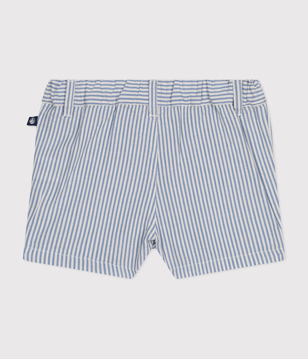 Baby-Shorts aus Seersucker blau/weiss