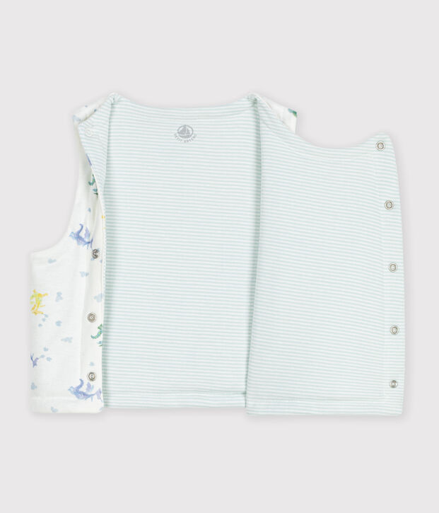 Wendbare Baby-Weste aus Baumwolle mit Drachenmotiv weiss/vielfarbig