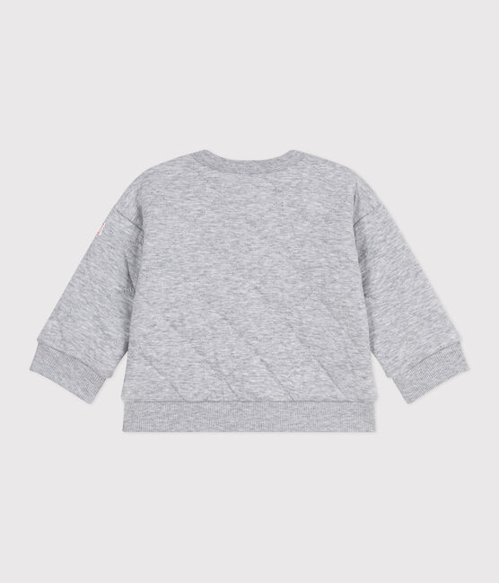 Baby-Cardigan aus einfarbigem festen Baumwollstoff grau FUMEE CHINE