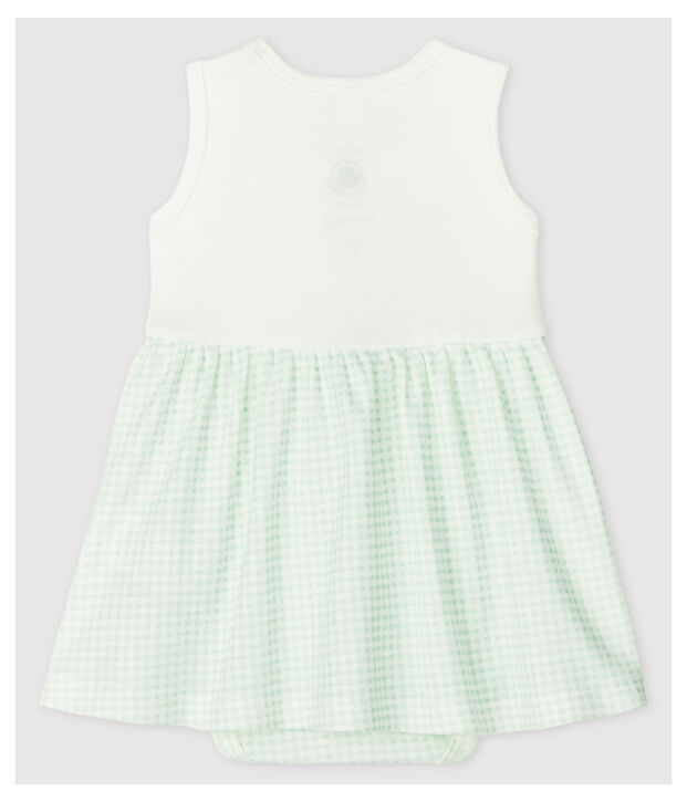 Baby-Body-Kleid aus Bio-Baumwolle f&uuml;r M&auml;dchen weiss/blau