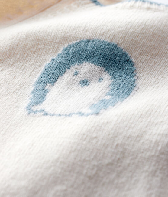 Gestrickter Baby-Langoverall mit Jacquard-Muster weiss MARSHMALLOW
