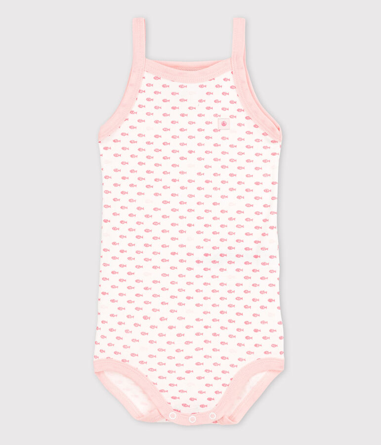 Baby-Tr&auml;gerbodys f&uuml;r M&auml;dchen weiss ECUME/rosa MINOIS/ MULTICO