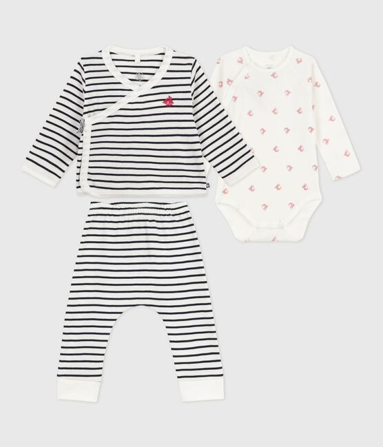 3-teiliges Baby-Set mit Matrosenstreifen und Body mit Schiff-Motiv weiss MARSHMALLOW/blau SMOKING