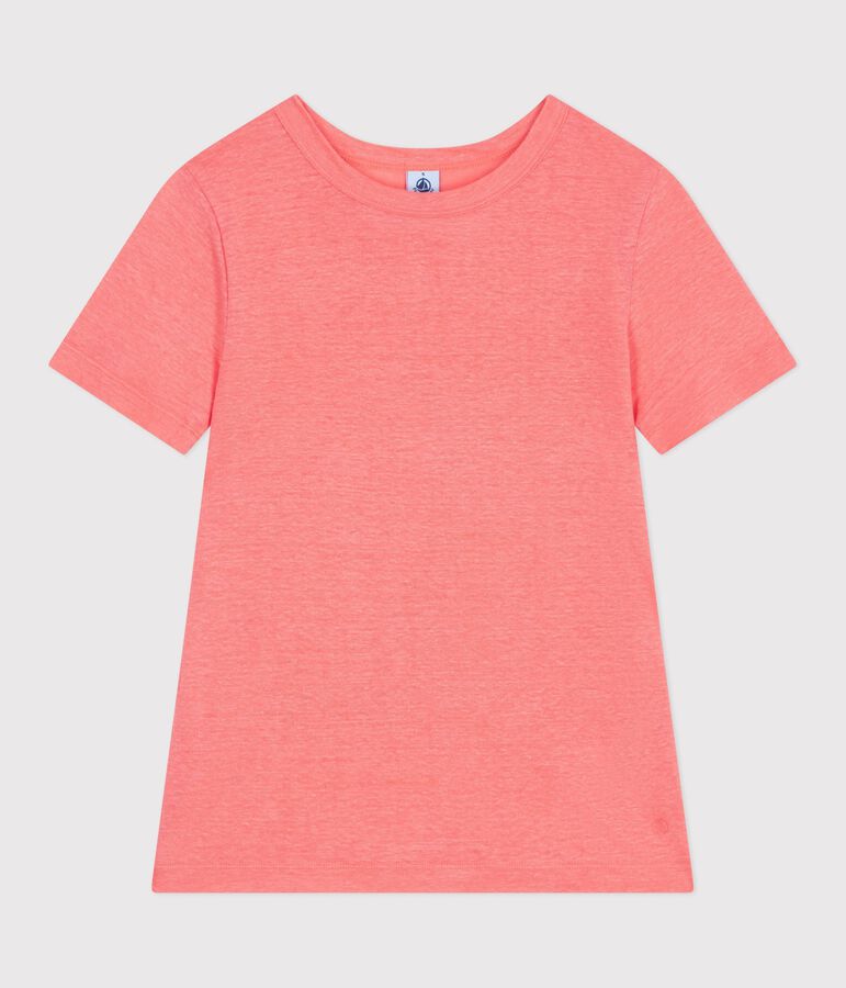 Kurz&auml;rmeliges Damen T-Shirt aus einfarbiger Baumwolle rosa