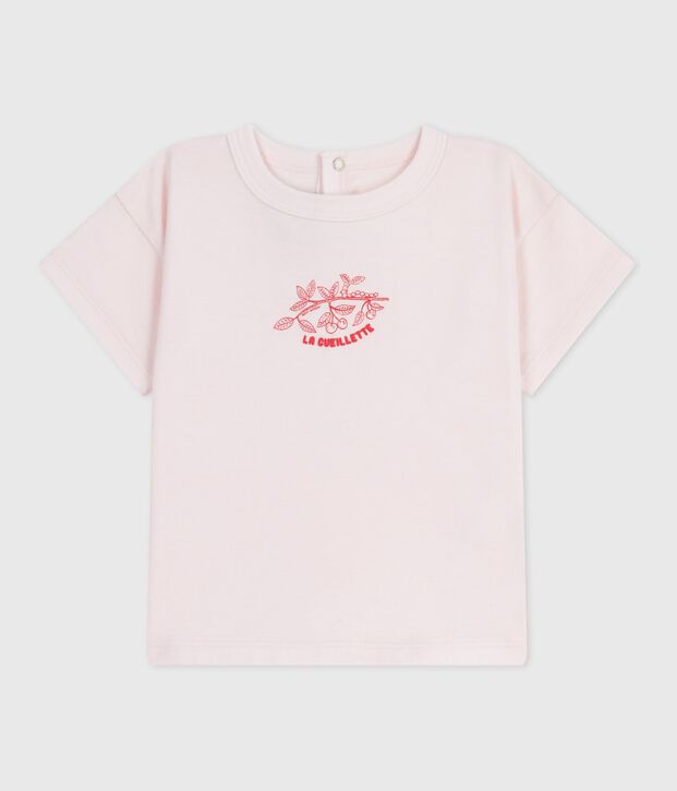 Kurz&auml;rmeliges Baby-T-Shirt aus einfarbiger Baumwolle rosa