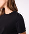Kurzärmeliges Damen-T-Shirt L'ICONIQUE aus einfarbigem Rippstrick schwarz BLACK