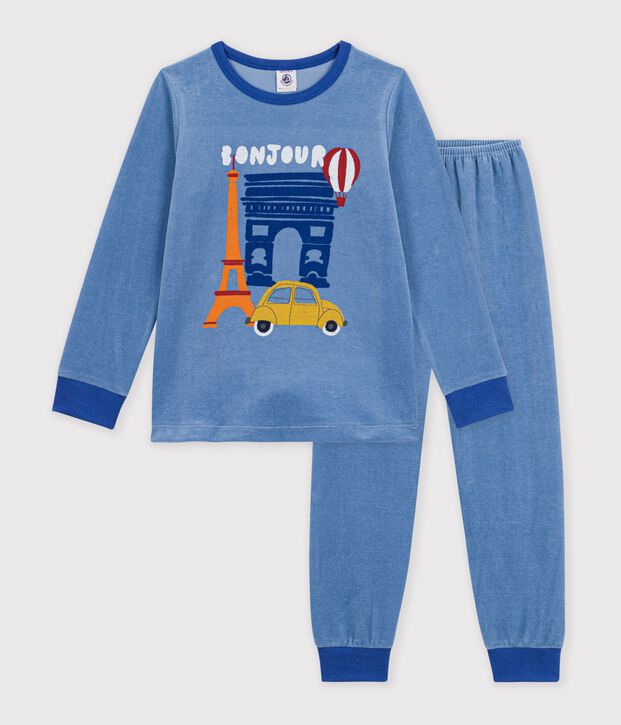Kinder-Pyjama aus Nicki mit Paris-Motiv blau