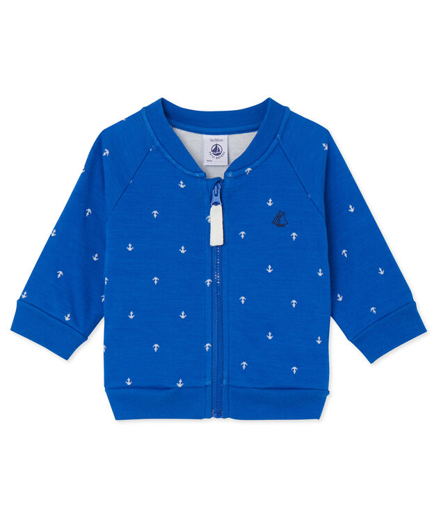 Cardigan b&eacute;b&eacute; gar&ccedil;on en tubique blau/weiss