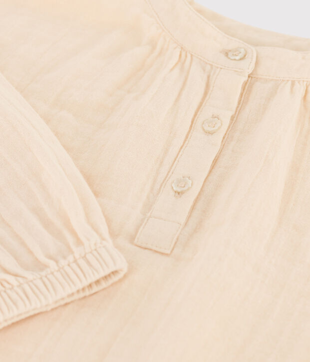 Lang&auml;rmelige Kinderbluse aus Musselin-Stoff f&uuml;r M&auml;dchen naturfarben