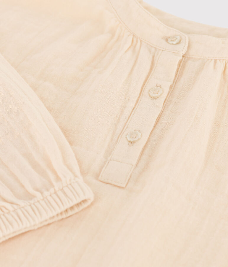 Lang&auml;rmelige Kinderbluse aus Musselin-Stoff f&uuml;r M&auml;dchen naturfarben