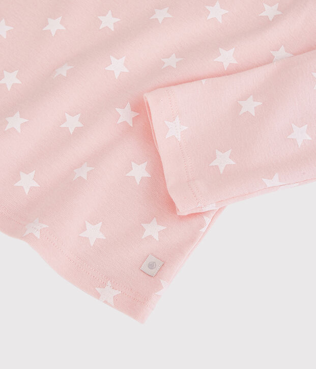 Kinderpyjama aus Baumwolle mit Sternenmotiv f&uuml;r M&auml;dchen rosa/weiss