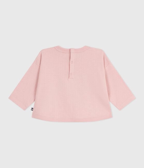 Langärmeliges Baby-T-Shirt aus Baumwolle mit Katzenmotiv rosa JOLI