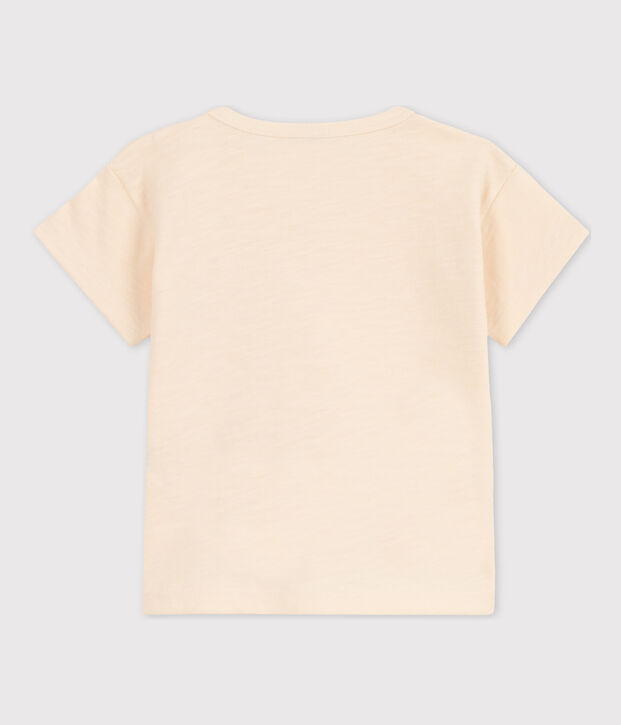 Kurz&auml;rmeliges Baby-T-Shirt aus geflammtem Jersey. naturfarben