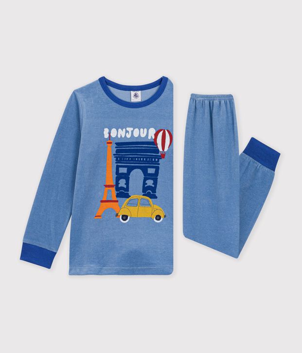 Kinder-Pyjama aus Nicki mit Paris-Motiv blau