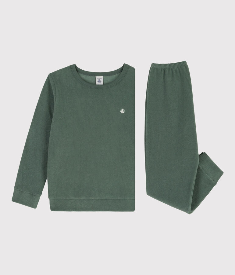 Kinderpyjama aus Frottee gr&uuml;n