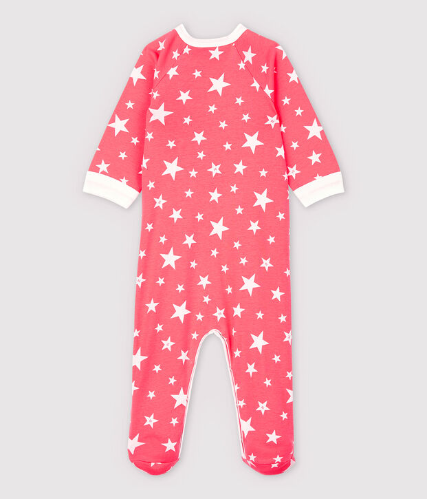 Baby-Strampler aus Baumwolle mit Rei&szlig;verschluss und Sternenmotiv. orange/weiss