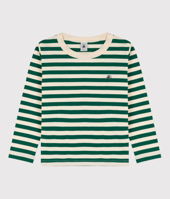 Langärmeliges Kinder-T-Shirt aus Baumwolle für Jungen EVERGREEN/ AVALANCHE