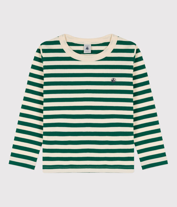Lang&auml;rmeliges Kinder-T-Shirt aus Baumwolle f&uuml;r Jungen gr&uuml;n/naturfarben