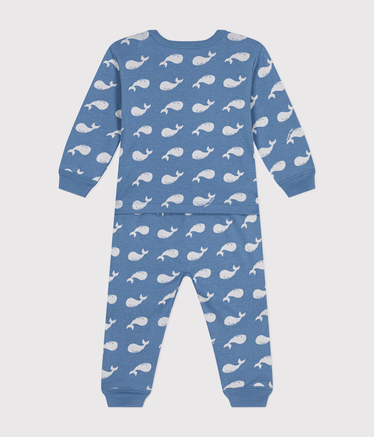 Baby-Pyjama ohne F&uuml;&szlig;e aus Baumwolle mit Wal-Printmotiv blau BEACH/ MARSHMALLOW