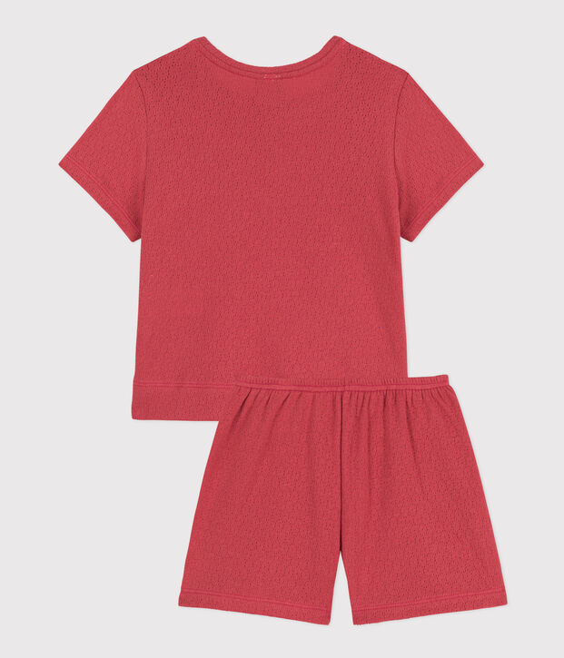 Kinder-Kurzpyjama aus Ajour-Baumwolle f&uuml;r M&auml;dchen rosa