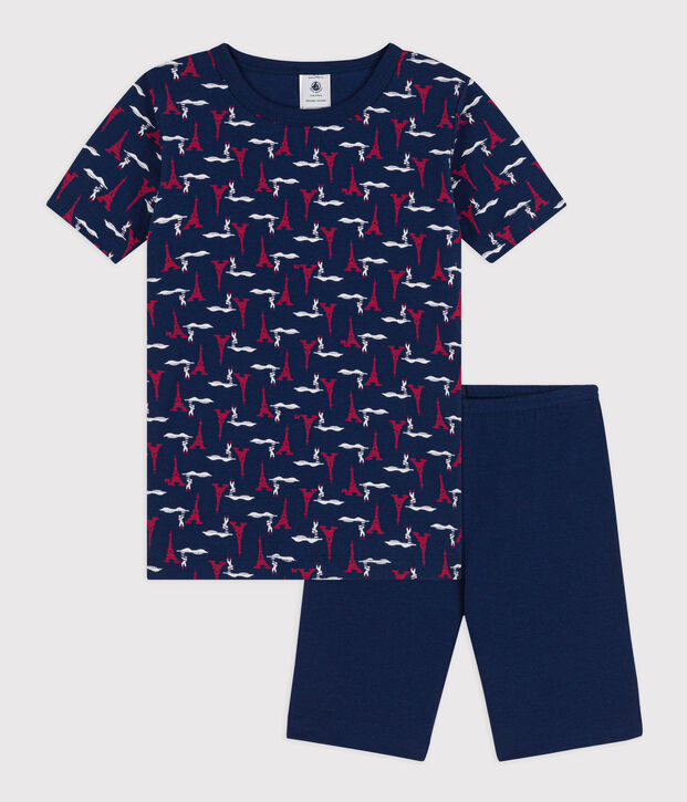Kinderpyjama aus Baumwolle in eng geschnittener Passform blau/vielfarbig