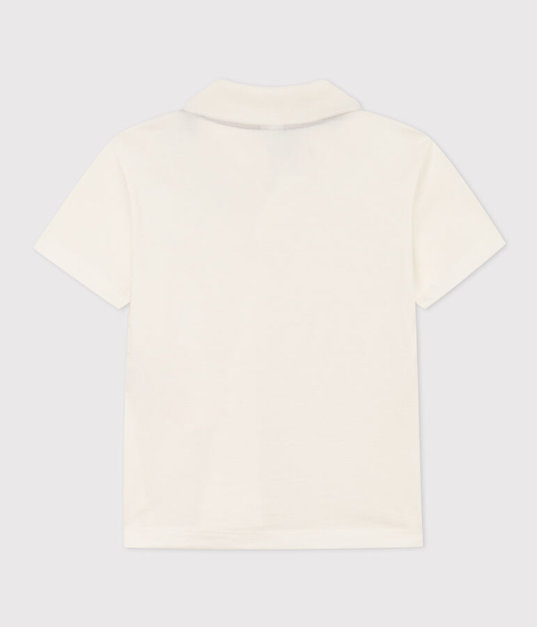 Kurz&auml;rmeliges Kinder-Poloshirt aus Baumwolle f&uuml;r Jungen weiss MARSHMALLOW
