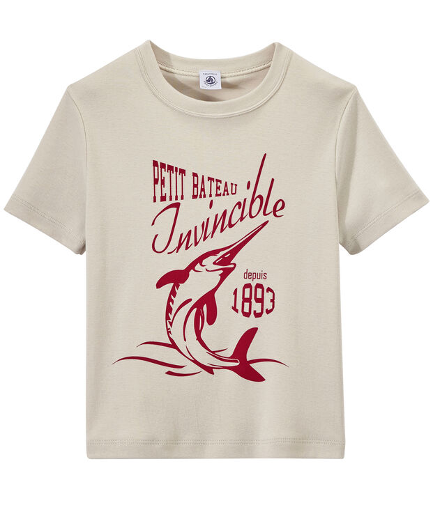 Jungen-T-Shirt mit Motiv weiss Feta