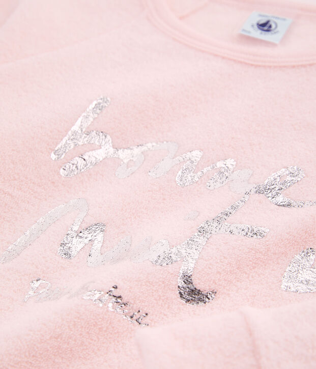 Pyjama aus aufgerautem, extra warmem Boucl&eacute;-Frottier f&uuml;r kleine M&auml;dchen rosa