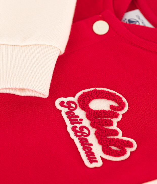 Baby College-Jacke aus Molton rot/naturfarben