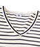 Gestreiftes Damen-Langarmshirt mit V-Ausschnitt beige COQUILLE/blau SMOKING