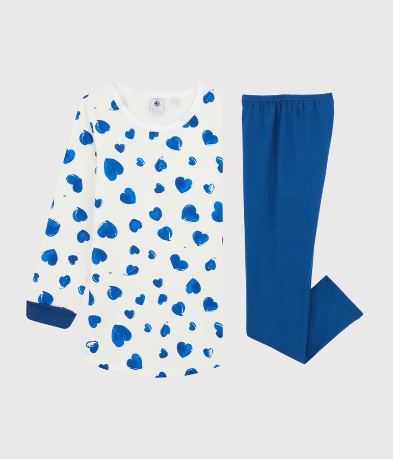 Nachthemd mit Herzchen-Muster aus Molton mit Leggings f&uuml;r M&auml;dchen weiss/vielfarbig