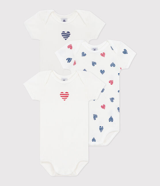 3er-Set kurzärmelige Baby-Bodys aus Baumwolle mit gestreiftem Herz-Motiv variante 1