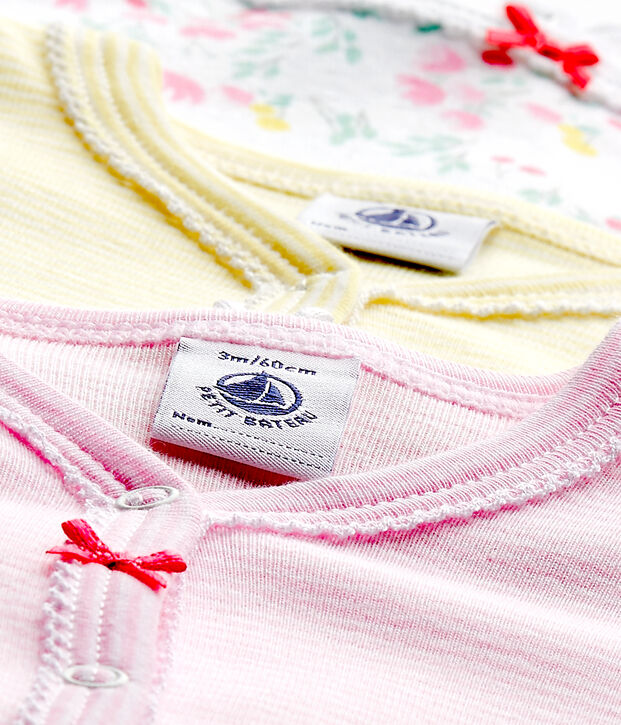 Baby-M&auml;dchen-Strampler im 3er-Set weiss