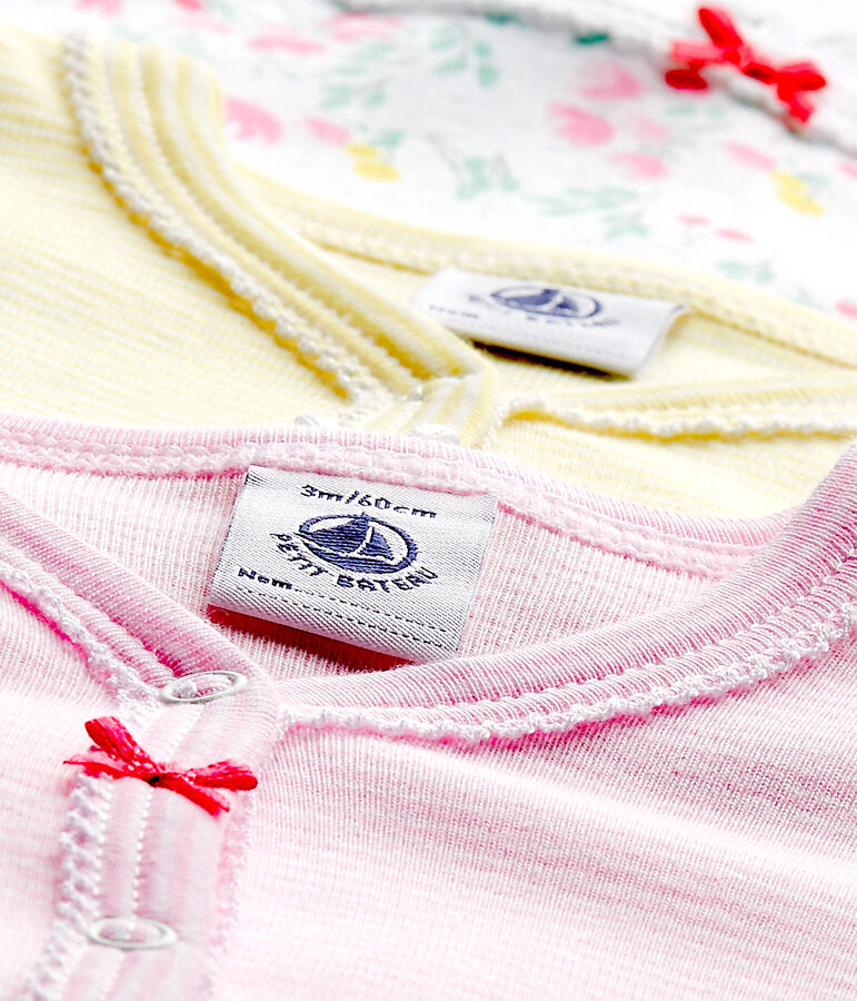 Baby-M&auml;dchen-Strampler im 3er-Set weiss