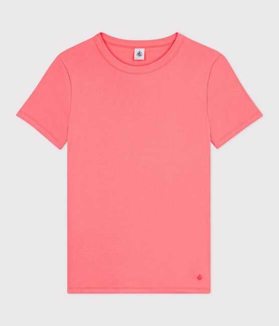 Kurzärmeliges Damen T-Shirt aus einfarbiger Baumwolle rosa FLAMAND